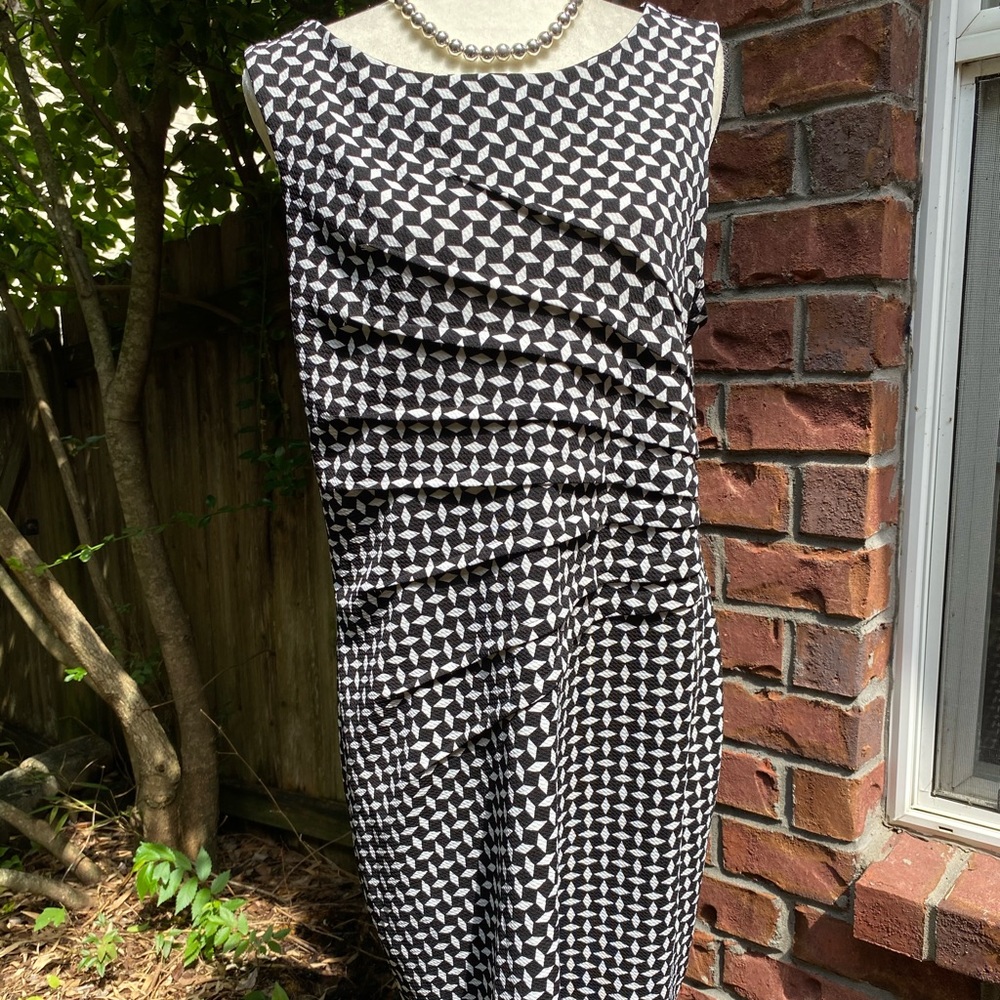 Dress Black White Poly Spandex Diamond Pattern